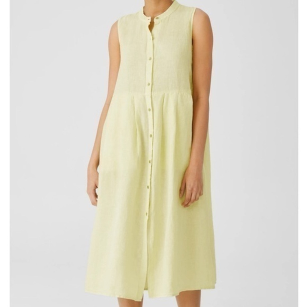 New with Tags Eileen Fisher Garment-Dyed Organic Handkerchief Linen Dress